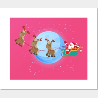 Santa Claus Riding pony Posters and Art